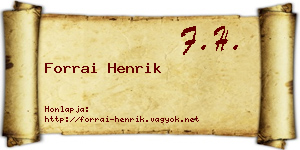 Forrai Henrik névjegykártya